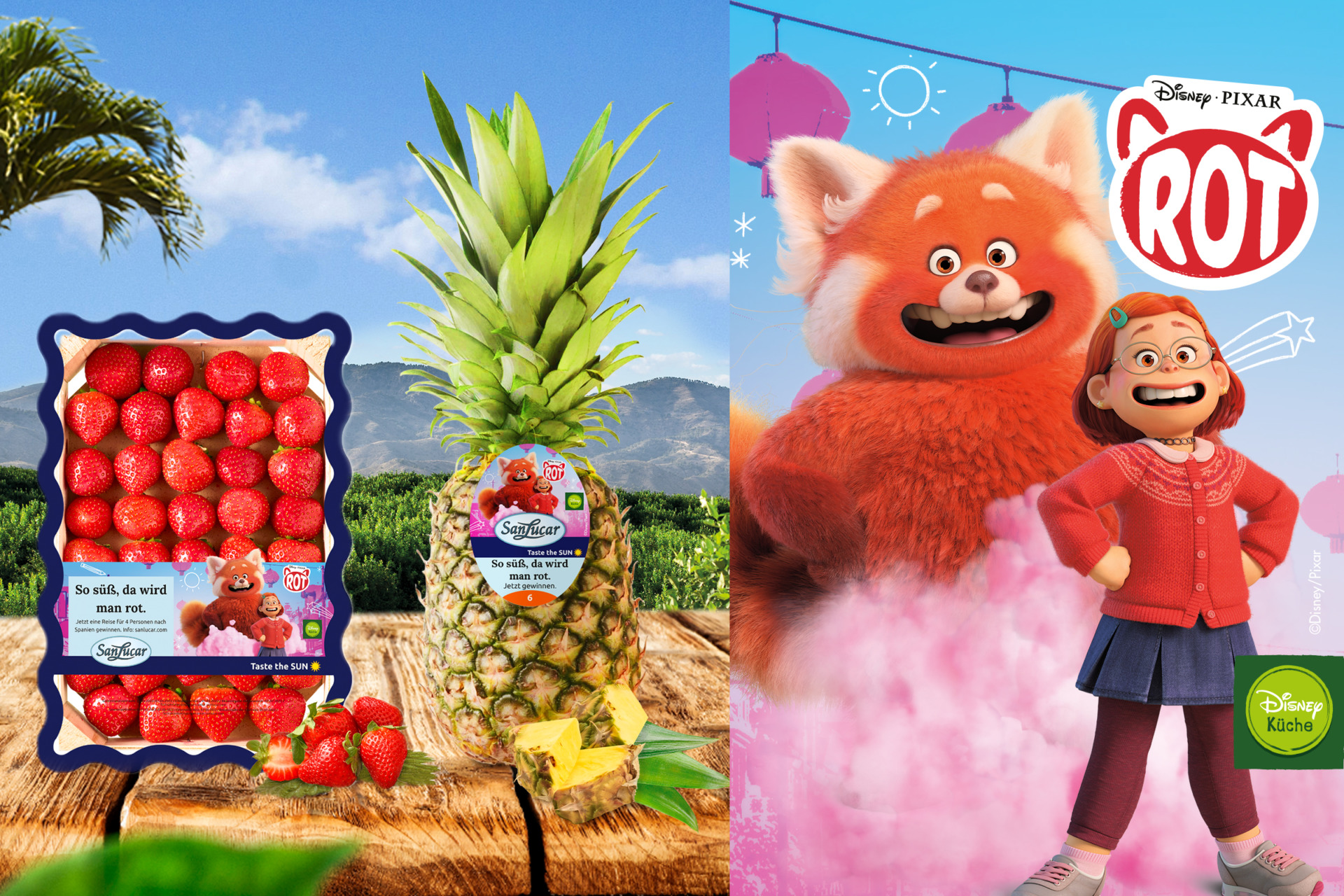 SanLucar *Turning Red* Disney-Pixar themed promotion, making fresh fruit fun and engaging for children.