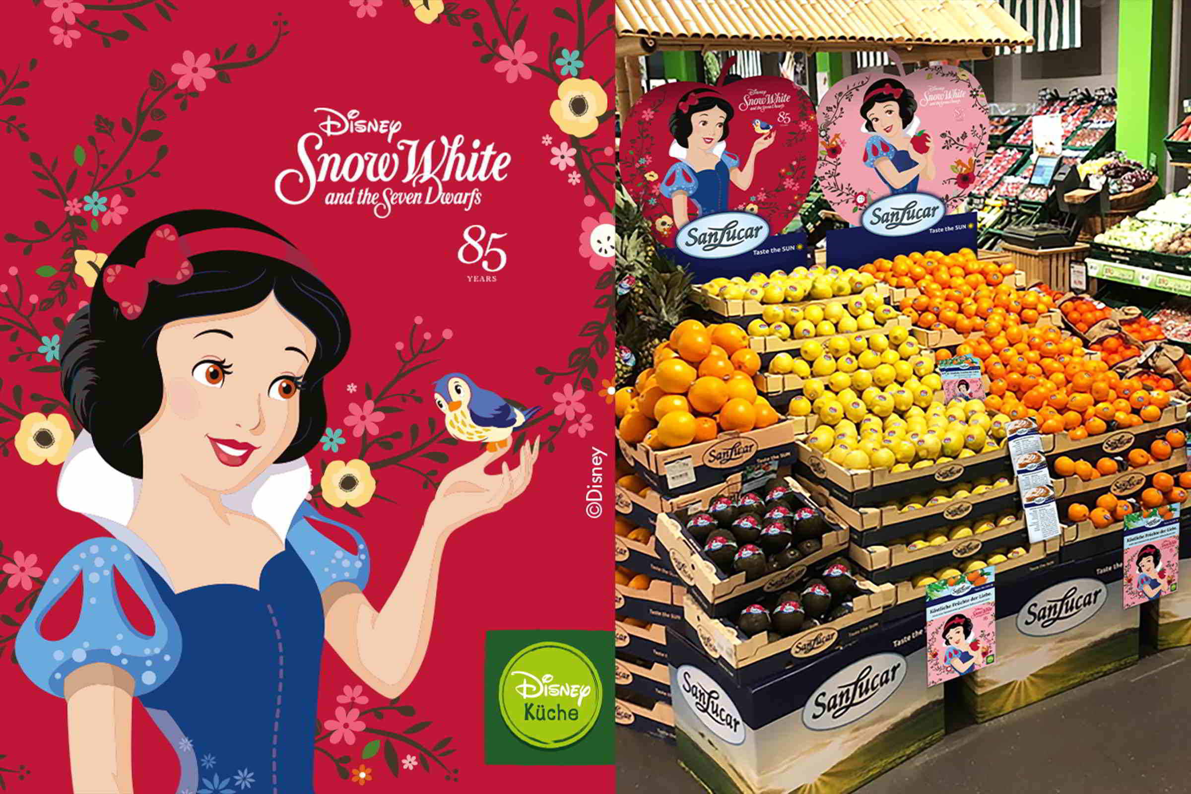 SanLucar *Snow White* themed promotion, making fresh fruit fun and engaging for children.