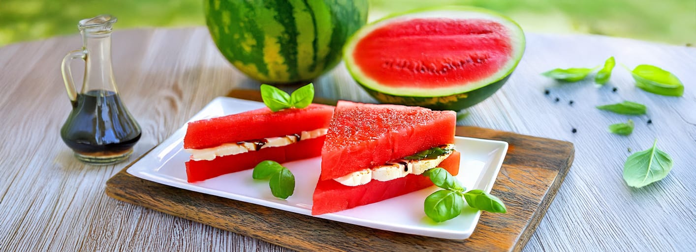 Refreshing watermelon sandwich with fresh fruit layers.